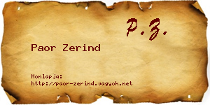 Paor Zerind névjegykártya